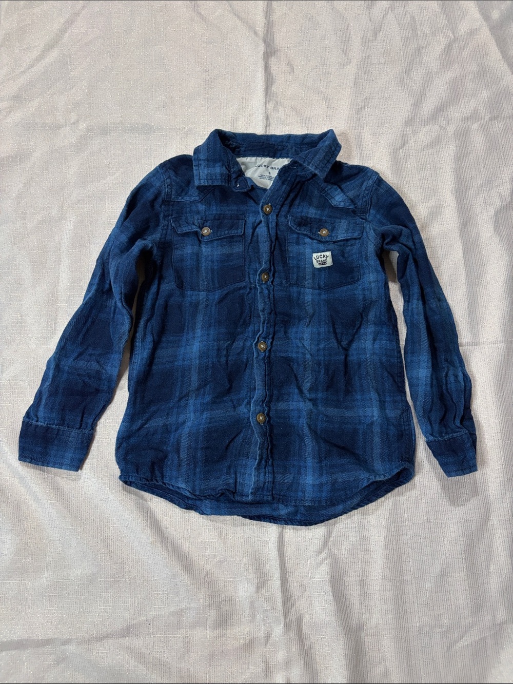 Kids Blue Plaid Button-Up long sleeve Shirt Lucky Brand size 6